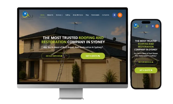 a roofing company website design example for small businesses