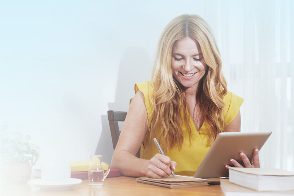 website designer planning a website structure on a tablet