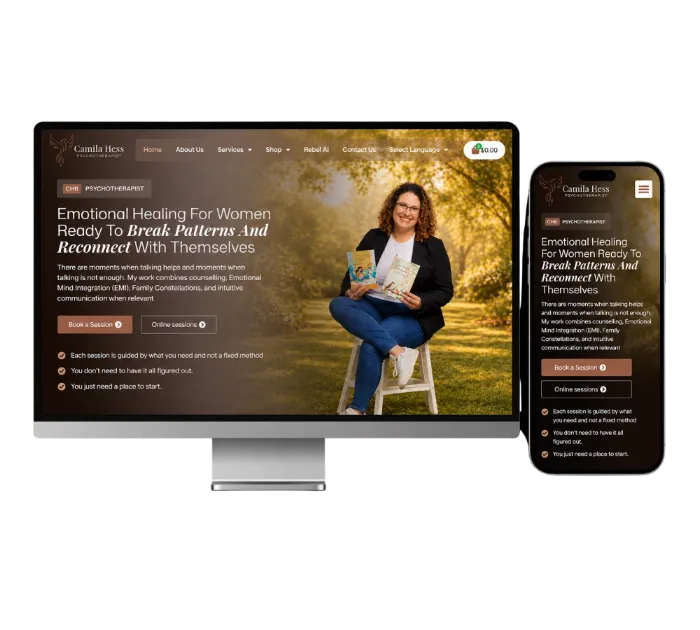 a psychotherapist website design example for small businesses