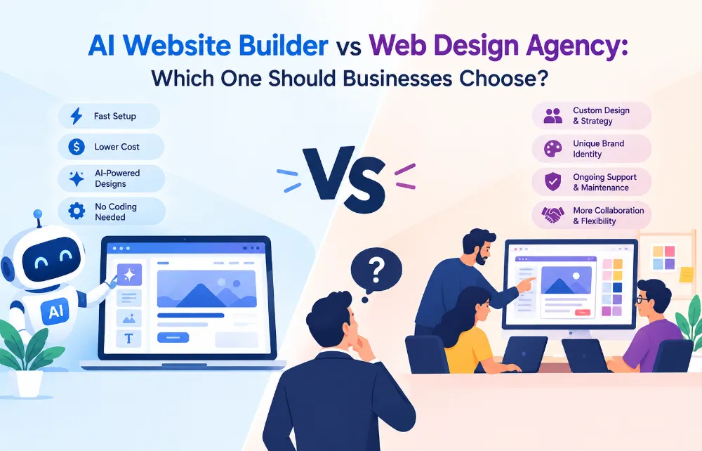 AI website builder VS Website Design agency banner